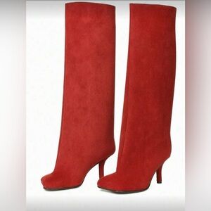 Women’s Red Knee High Wide Calf Boots